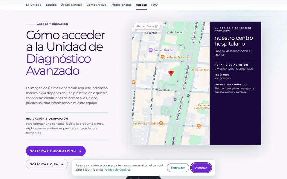 SEO local (GEO): mapa, dirección, horarios y datos estructurados.